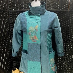 Teal Embroidered Utility Jacket